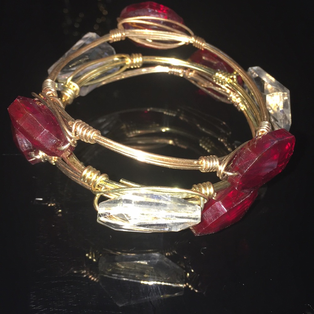 Stone and wire bracelets